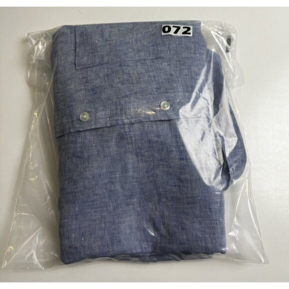 Untuckit Shirt Men XXXL Blue 100% Linen Button Up Dress Collar Plain Flowy Adult - Picture 11 of 11